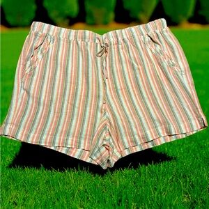Briggs New York Multicolor Striped Linen‎ Blend Women's Shorts size XXL